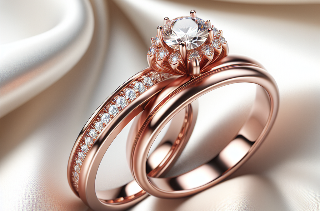 Can you show a rose gold engagement ring with a matching wedding band?