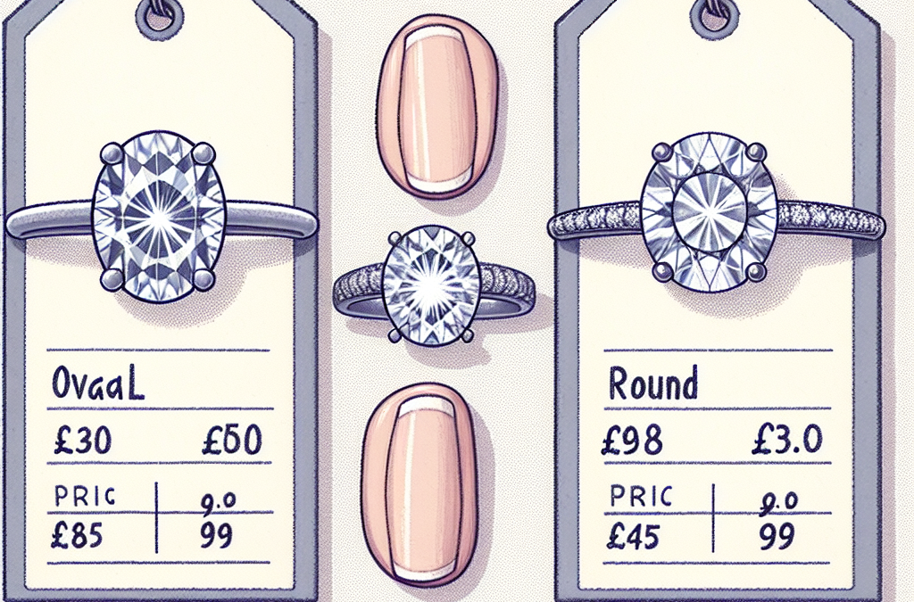 How do oval engagement rings compare to round engagement rings in sparkle and cost?