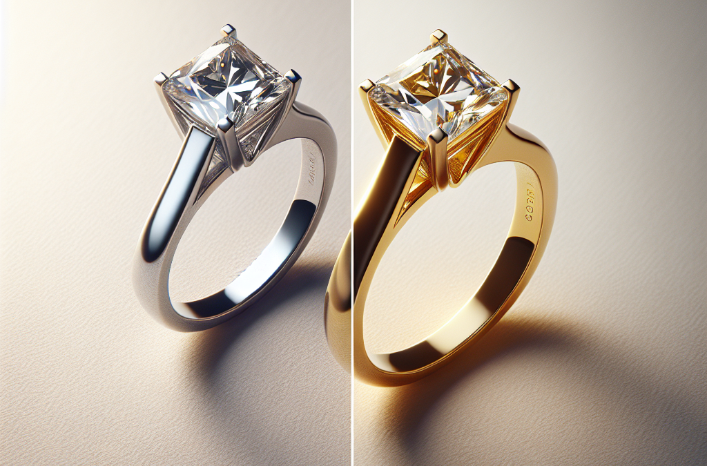 How does a princess cut white gold engagement ring compare to yellow gold?