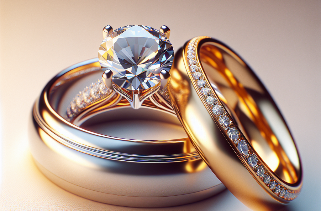 How does a silver engagement ring with a gold wedding ring complement each other?