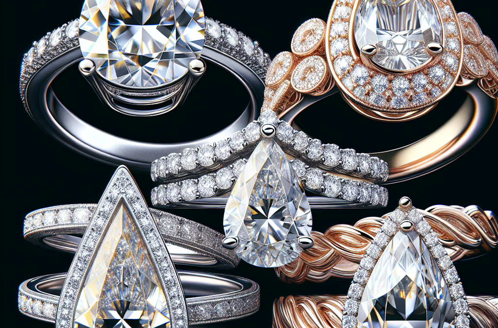 What are examples of pear diamond engagement ring designs?