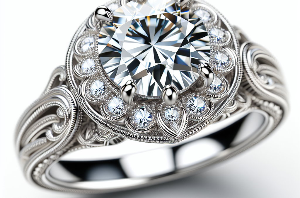 What design traits are seen in a 2 carat diamond engagement ring?