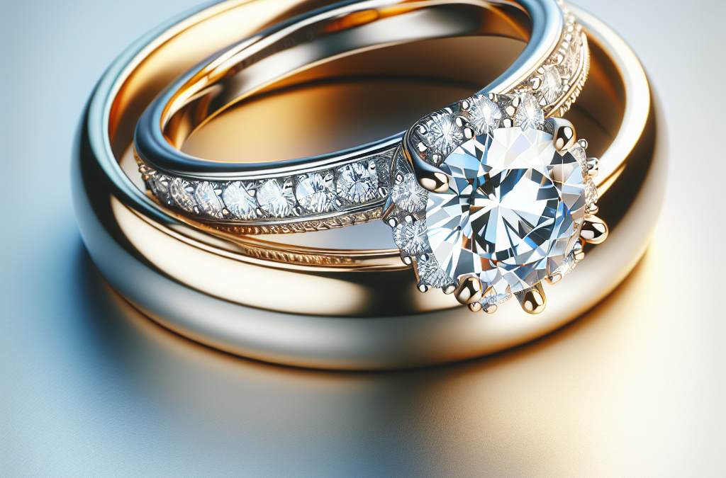 What does a silver engagement ring paired with a gold wedding band look like?