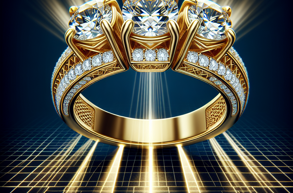 What is special about a gold engagement ring with 3 diamonds?