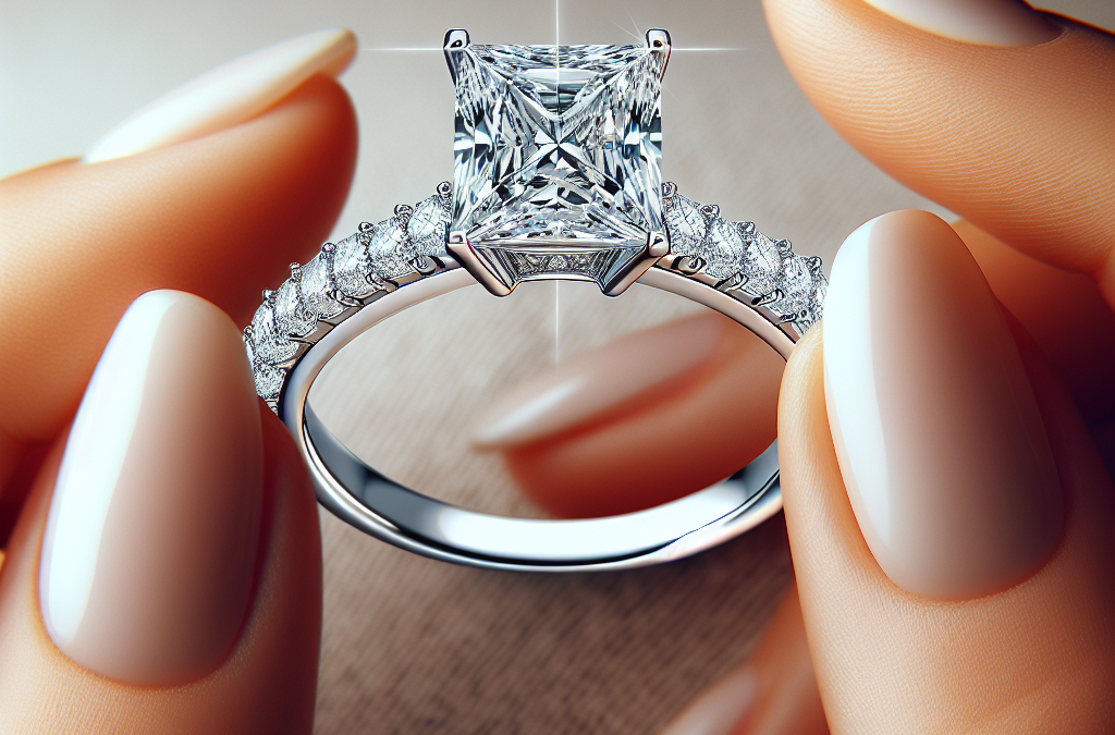 What is special about a princess cut diamond engagement ring with a diamond band?