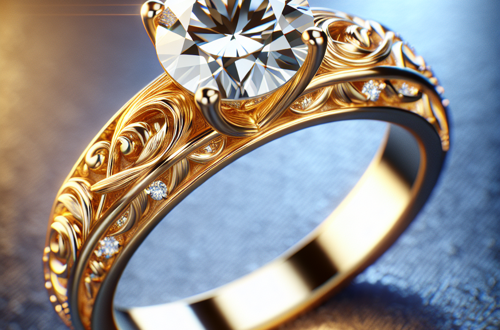 What is special about a yellow gold engagement ring with a diamond?