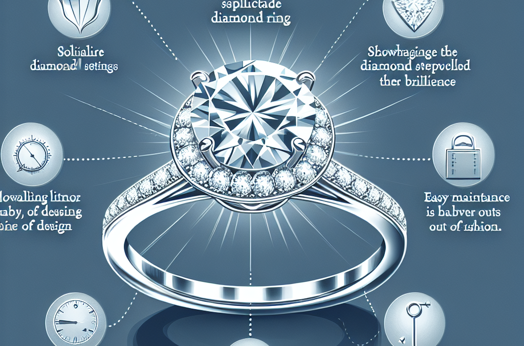 What makes solitaire settings popular for diamond engagement rings?