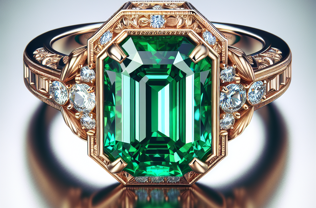 How do emeralds create a vintage look in engagement rings?