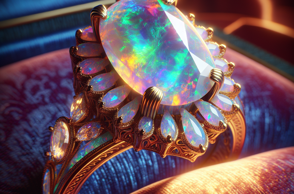 How do opals add a mystical look to engagement rings?