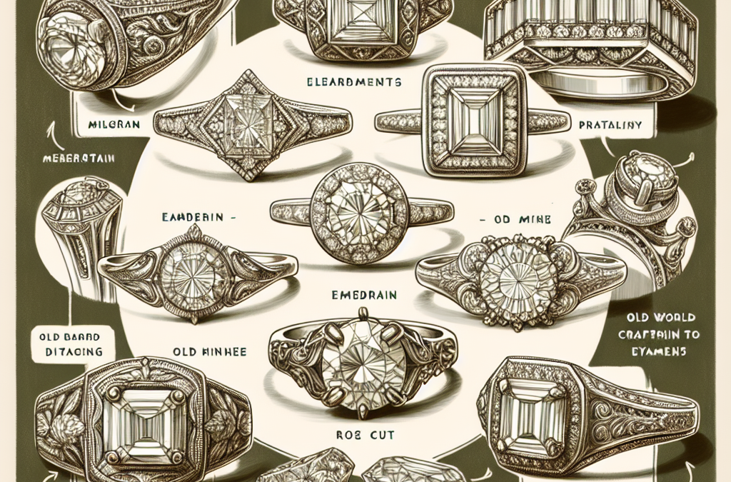 What details define vintage inspired diamond engagement rings?