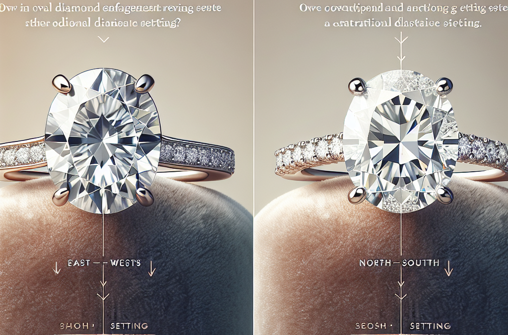 How do east-west settings change the look of oval diamond engagement rings?