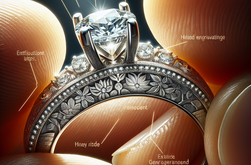 How do hidden details add character to diamond engagement rings?