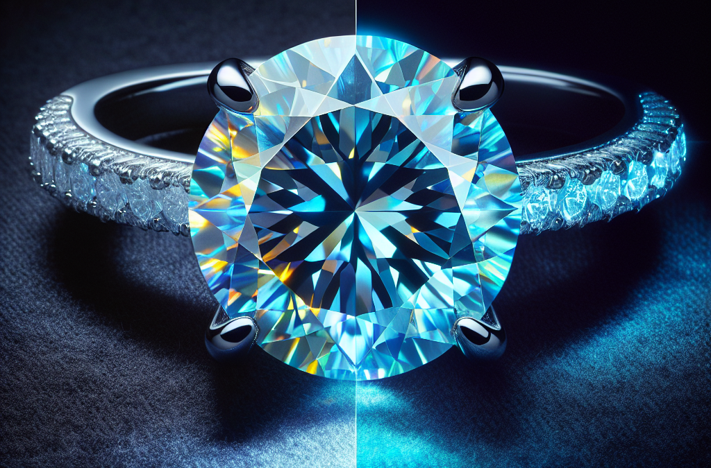 How does fluorescence affect the look of diamond engagement rings?
