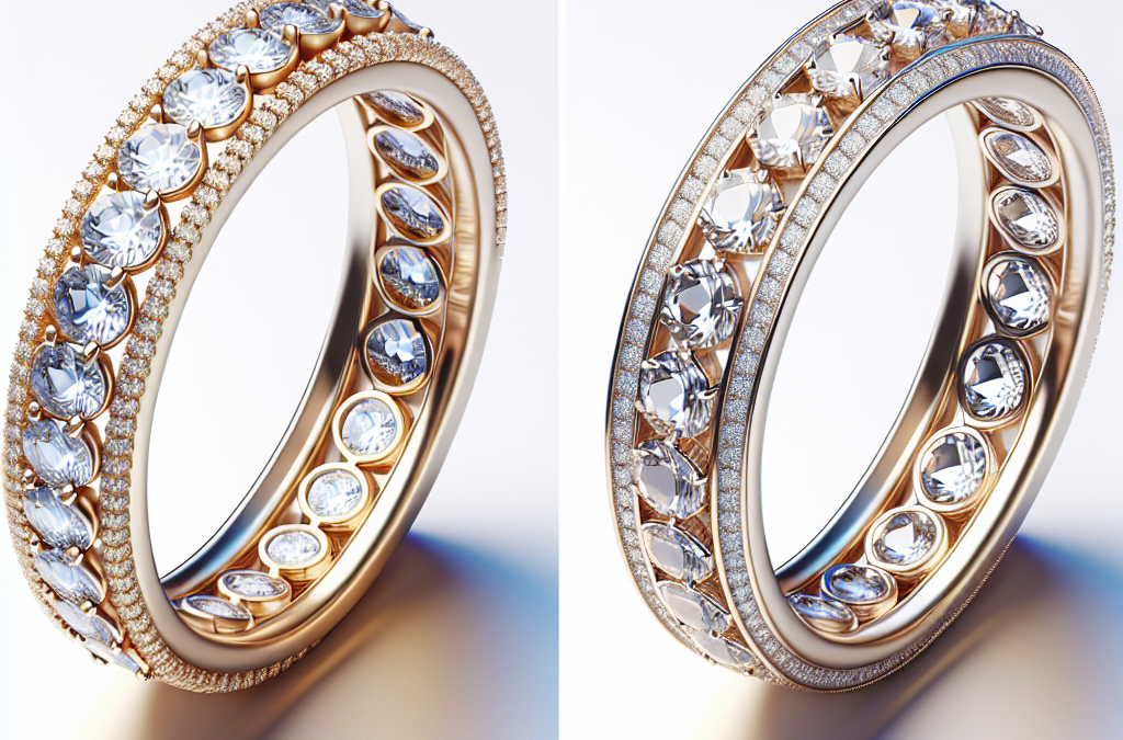 What are the structural differences between eternity bands and half-eternity bands?