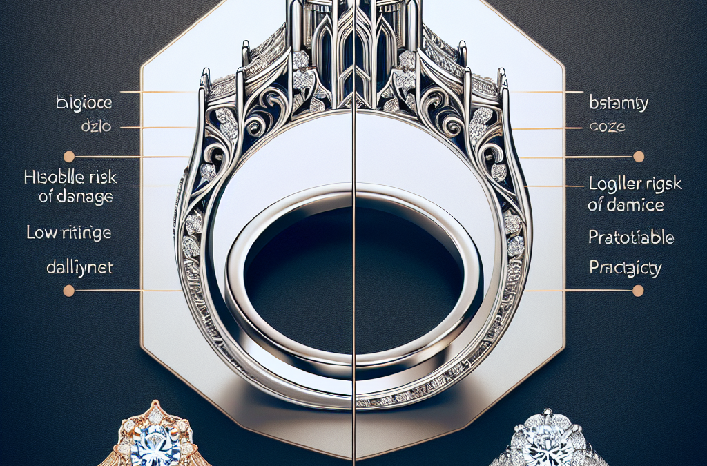 What influences the choice between cathedral and low-profile settings in engagement rings?