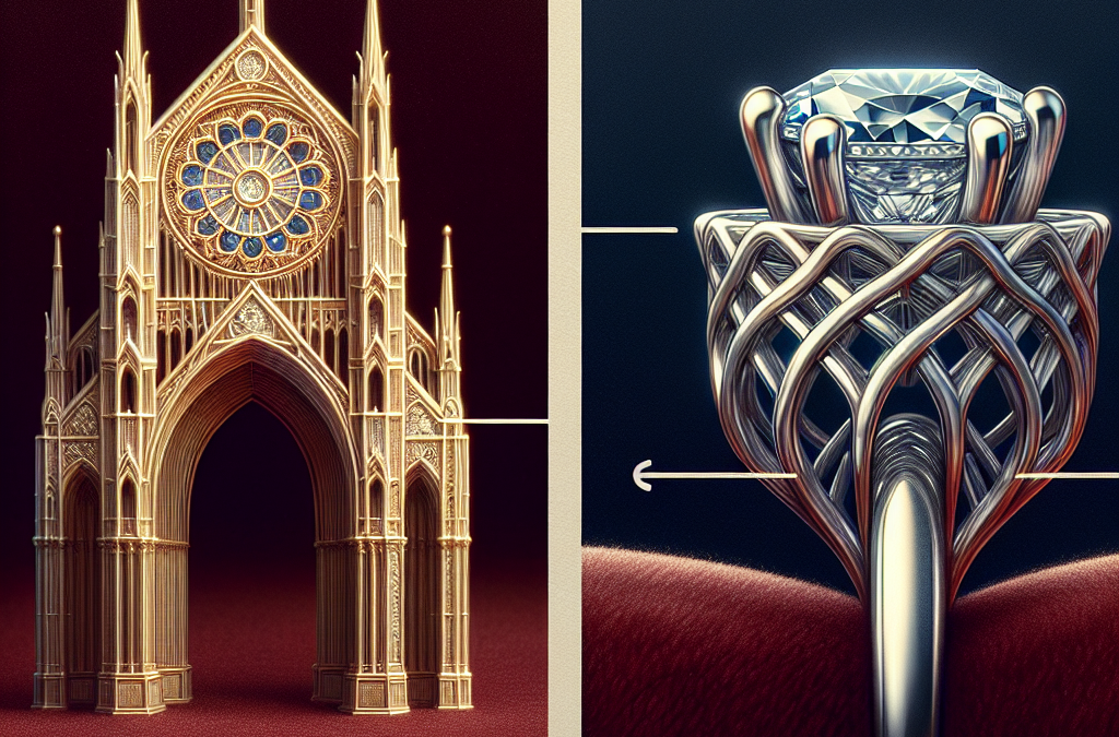 What is the difference between cathedral and basket settings in diamond rings?
